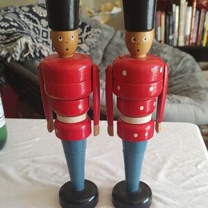 Red and Blue Wooden Soldier Figurines